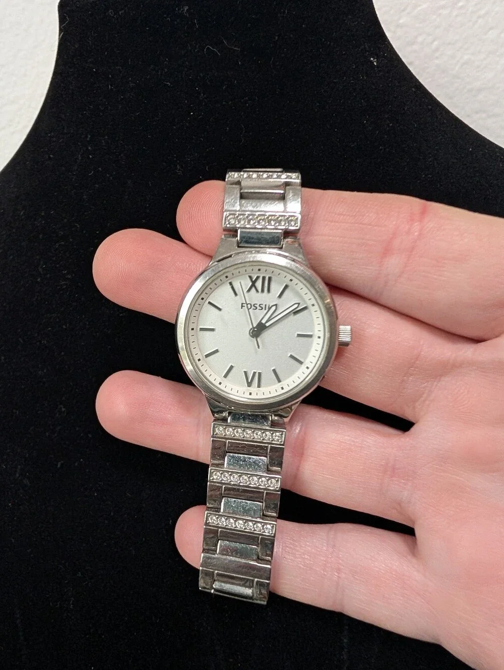 Fossil BQ1604 Spectacle Rhinestone Silver Tone Women's Stainless Steel Watch